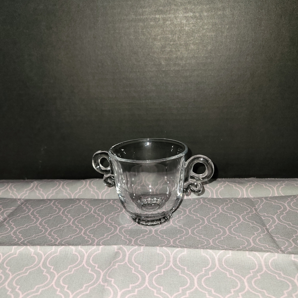 Elegant Clear Glass Sugar Bowl with Handles
